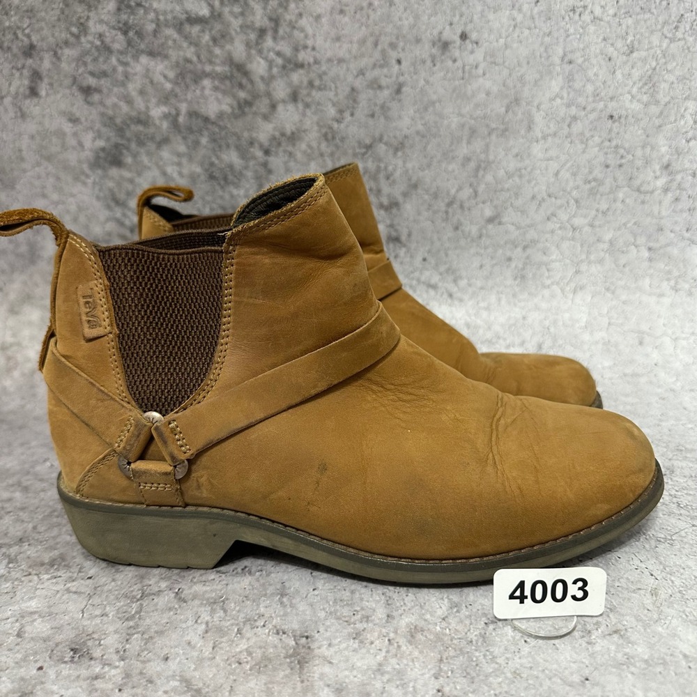 Teva De La Vina Dos Chelsea Boots Womens 7.5 Tan Leather Waterproof Ankle